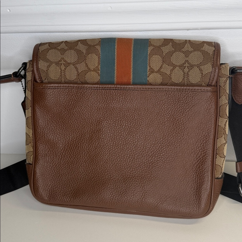 Coach C9366 Thompson Small map bag Jacquard varsity strip leather messenger - Picture 4 of 15